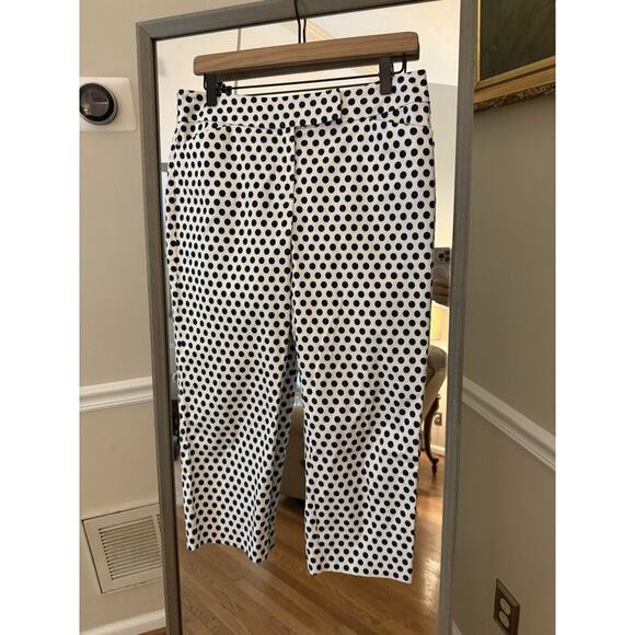 Ann Taylor White Navy Polka Dot Capri Pants Size 4 Stretch‎ - Picture 2 of 5